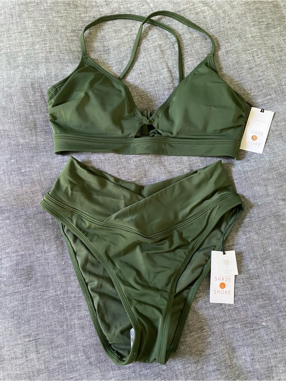 Shade & Shore Olive Two-Piece V-Front Bikini Set